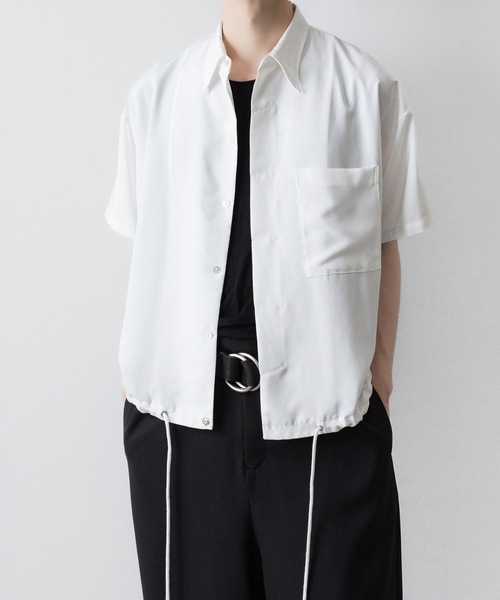 ato(アトウ)の「OVERSIZED DRAW CORD SHIRTS(シャツ/ブラウス・メンズ・ホワイト/ブラック・44/46/48)」の2枚目の写真