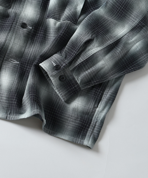 JOURNAL STANDARD J.S HOMESTEAD（ジャーナルスタンダードホームステッド）の「J.S.Homestead / インディゴ チェック ミリタリー シャツ（シャツ/ブラウス・メンズ・コバルトブルー/ブラック/ブラウン系その他/チャコールグレー・MEDIUM/LARGE）」の12枚目の写真