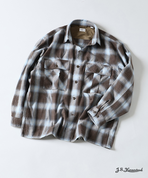 JOURNAL STANDARD J.S HOMESTEAD（ジャーナルスタンダードホームステッド）の「J.S.Homestead / インディゴ チェック ミリタリー シャツ（シャツ/ブラウス・メンズ・コバルトブルー/ブラック/ブラウン系その他/チャコールグレー・MEDIUM/LARGE）」の15枚目の写真