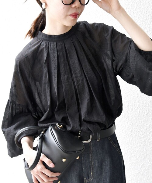 美品 】シップス SHIPS ギャザーフレアブブラウス 23SS ストライプ 美