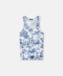 ヴェルサスヴェルサーチェ　マルチカラービビット花柄タンクトップ VERSACE(ヴェルサーチ) シルクタンクトップ 1004708 ブルー