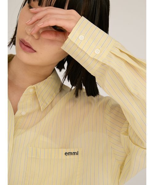 【新品即発送】emmi シアーストライプシャツ　ホワイト シアーストライプシャツ（シャツ/ブラウス）｜emmi atelier