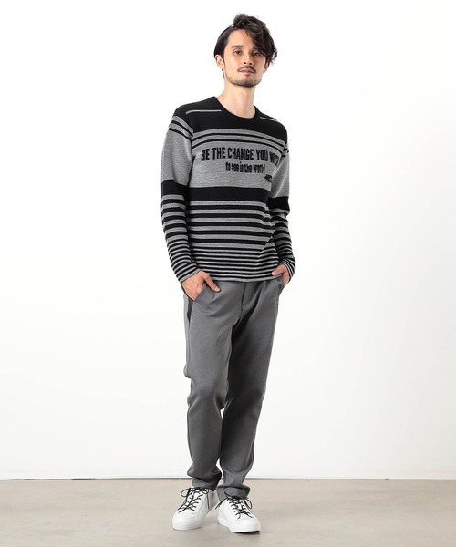 NICOLE CLUB FOR MEN（ニコルクラブフォーメン）の「【NICOLE SPORTS】ロゴタックジャカードボーダーニット（ニット/セーター・メンズ・オフホワイト/ブラック/その他・MEDIUM/LARGE/X-LARGE）」の12枚目の写真