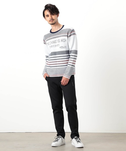 NICOLE CLUB FOR MEN（ニコルクラブフォーメン）の「【NICOLE SPORTS】ロゴタックジャカードボーダーニット（ニット/セーター・メンズ・オフホワイト/ブラック/その他・MEDIUM/LARGE/X-LARGE）」の10枚目の写真