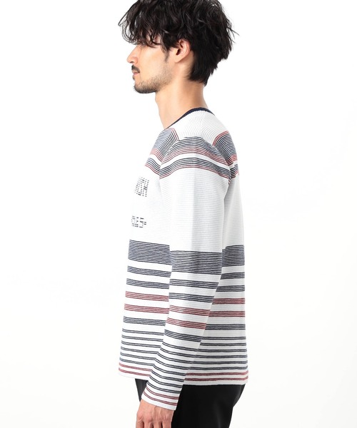 NICOLE CLUB FOR MEN（ニコルクラブフォーメン）の「【NICOLE SPORTS】ロゴタックジャカードボーダーニット（ニット/セーター・メンズ・オフホワイト/ブラック/その他・MEDIUM/LARGE/X-LARGE）」の16枚目の写真