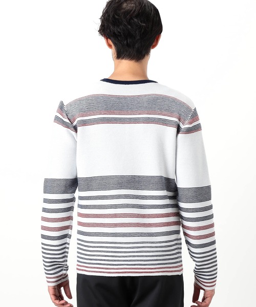 NICOLE CLUB FOR MEN（ニコルクラブフォーメン）の「【NICOLE SPORTS】ロゴタックジャカードボーダーニット（ニット/セーター・メンズ・オフホワイト/ブラック/その他・MEDIUM/LARGE/X-LARGE）」の14枚目の写真