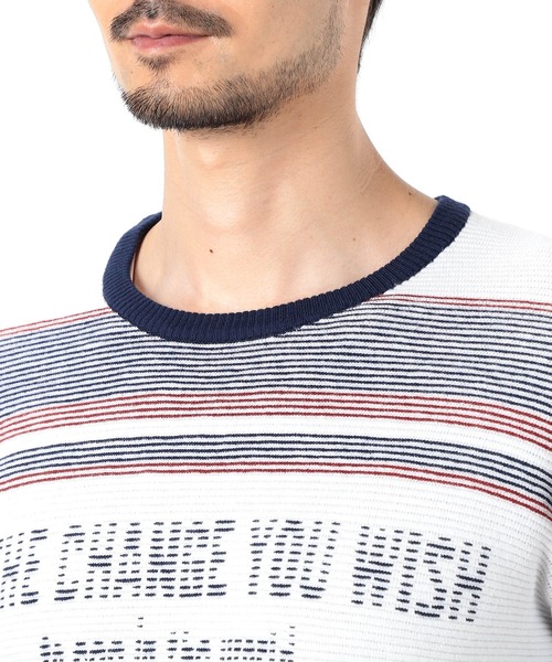 NICOLE CLUB FOR MEN（ニコルクラブフォーメン）の「【NICOLE SPORTS】ロゴタックジャカードボーダーニット（ニット/セーター・メンズ・オフホワイト/ブラック/その他・MEDIUM/LARGE/X-LARGE）」の9枚目の写真