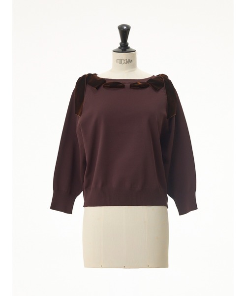 STRAWBERRY-FIELDS（ストロベリーフィールズ）の「ポーツポリー_ベルベットリボンニット（ニット/セーター・レディース・ブラック/ブラウン・2）」の12枚目の写真