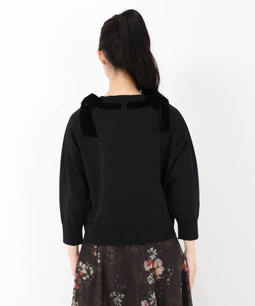 STRAWBERRY-FIELDS（ストロベリーフィールズ）の「ポーツポリー_ベルベットリボンニット（ニット/セーター・レディース・ブラック/ブラウン・2）」の6枚目の写真