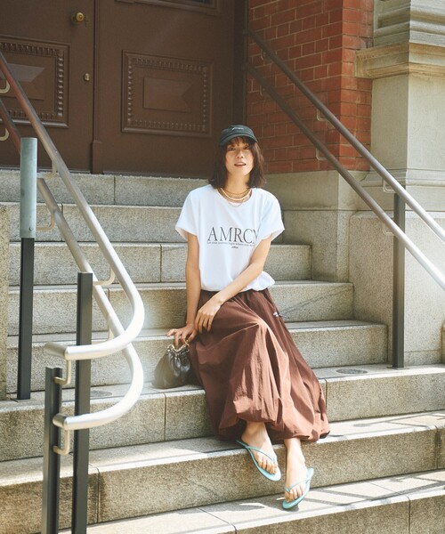 AMERICANA アメリカーナ　スリット　フレンチスリーブ　Tシャツ Americana × THOUSAND MILE × FREAK'S STORE/アメリカーナ