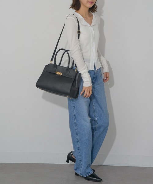 AULENTTI】カウレザー金具ベルトショルダーバッグ DOLLARO(M&E) FB