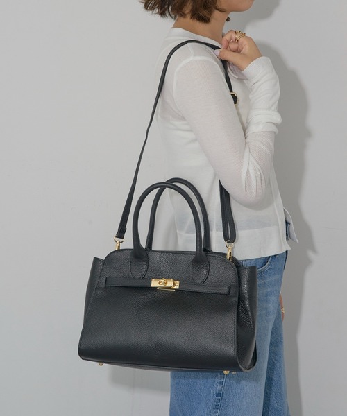 AULENTTI】カウレザー金具ベルトショルダーバッグ DOLLARO(M&E) FB