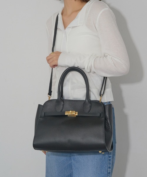 AULENTTI】カウレザー金具ベルトショルダーバッグ DOLLARO(M&E) FB