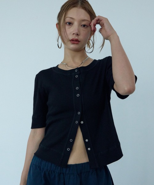 HANNE（アン）の「サーマルハーフスリーブスナップカーディガン（カーディガン/ボレロ・レディース・ブラック/カーキ/ホワイト・FREE）」の16枚目の写真