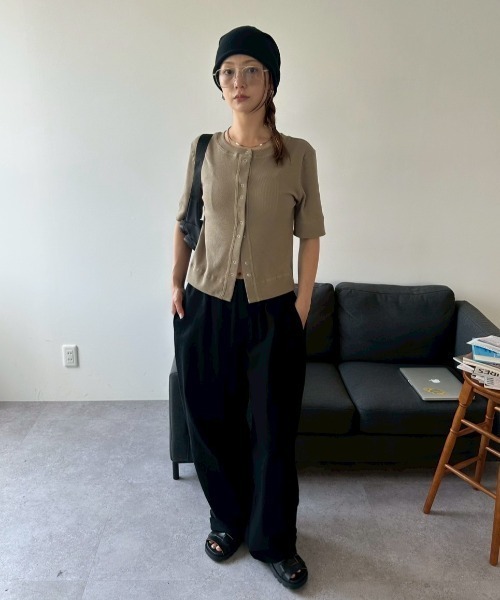 HANNE（アン）の「サーマルハーフスリーブスナップカーディガン（カーディガン/ボレロ・レディース・ブラック/カーキ/ホワイト・FREE）」の13枚目の写真