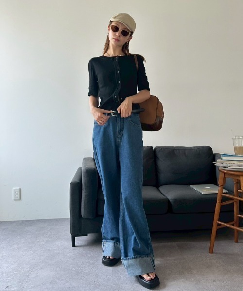 HANNE（アン）の「サーマルハーフスリーブスナップカーディガン（カーディガン/ボレロ・レディース・ブラック/カーキ/ホワイト・FREE）」の22枚目の写真