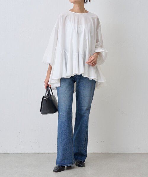 BEARDSLEY（ビアズリー）の「花びらフレアーブラウス（シャツ/ブラウス・レディース・ホワイト/ブラック・FREE）」の7枚目の写真