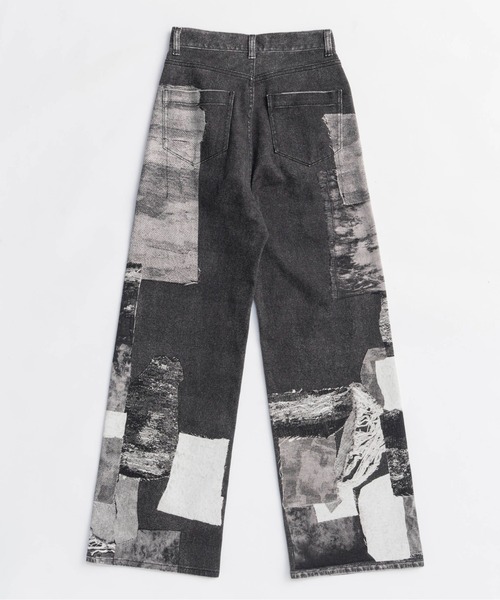 Patchwork Printed Denim Pants/パッチワークプリントデニム（デニム
