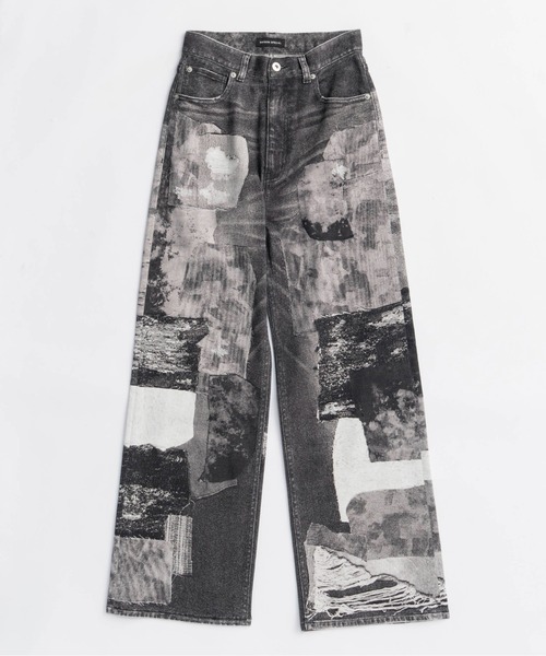 Patchwork Printed Denim Pants/パッチワークプリントデニム（デニム