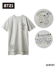 【BT21】ゆるシルエットプリントチュニックTシャツ<大きいサイズ有>