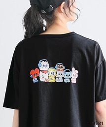 【BT21】ゆるシルエットプリントチュニックTシャツ<大きいサイズ有>