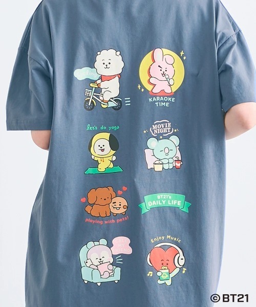 SMILE LAND(スマイルランド)の「【BT21】ゆるシルエットプリントチュニックTシャツ<大きいサイズ有>(Tシャツ/カットソー・レディース・ブラック/杢グレー/ライトパープル/カーキ系/ネイビー系・S~M/L~LL/3L~4L/5L~6L)」の13枚目の写真