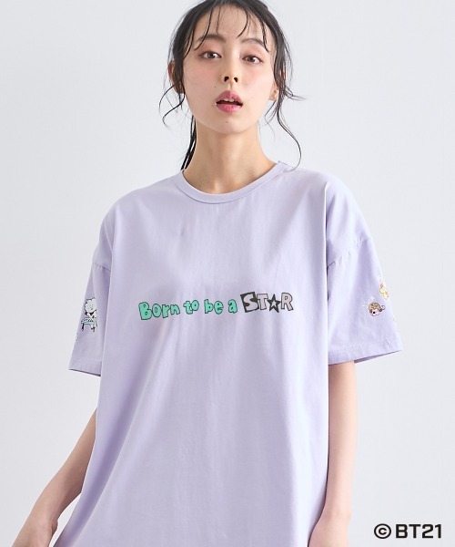 SMILE LAND(スマイルランド)の「【BT21】ゆるシルエットプリントチュニックTシャツ<大きいサイズ有>(Tシャツ/カットソー・レディース・ブラック/杢グレー/ライトパープル/カーキ系/ネイビー系・S~M/L~LL/3L~4L/5L~6L)」の17枚目の写真