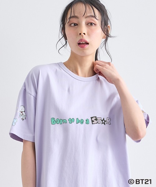 SMILE LAND(スマイルランド)の「【BT21】ゆるシルエットプリントチュニックTシャツ<大きいサイズ有>(Tシャツ/カットソー・レディース・ブラック/杢グレー/ライトパープル/カーキ系/ネイビー系・S~M/L~LL/3L~4L/5L~6L)」の18枚目の写真