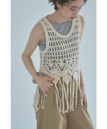 marjour | MACRAME KNIT FRINGE VEST(ベスト)