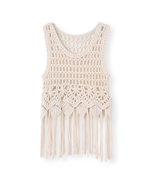 marjour（マージュール）の「MACRAME KNIT FRINGE VEST（ベスト・レディース・アイボリー・M）」の15枚目の写真