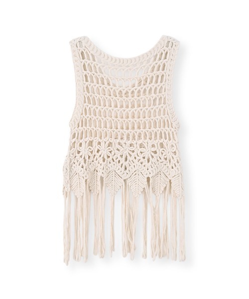 marjour（マージュール）の「MACRAME KNIT FRINGE VEST（ベスト・レディース・アイボリー・M）」の16枚目の写真