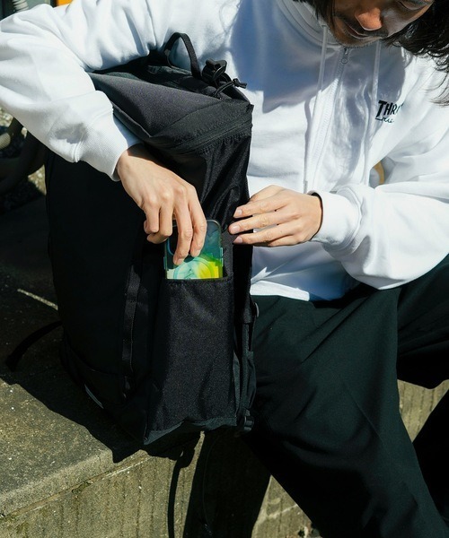 THRASHER(スラッシャー)の「【THRASHER/スラッシャー】Box Back Pack 30L 撥水加工 リフレクター スクエア型 バックパック(バックパック/リュック・メンズ・ブラック/ブラック×ホワイト・FREE)」の10枚目の写真