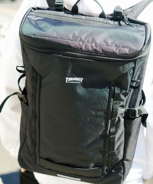 THRASHER(スラッシャー)の「【THRASHER/スラッシャー】Box Back Pack 30L 撥水加工 リフレクター スクエア型 バックパック(バックパック/リュック・メンズ・ブラック/ブラック×ホワイト・FREE)」の14枚目の写真