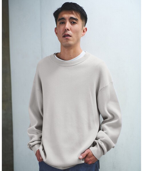 green label relaxing（グリーンレーベルリラクシング）の「コットン スウェット クルーネック ニット（ニット/セーター・メンズ・ライム/レッド/ライトグレー/ダークグレー・XL/L/M/S）」の2枚目の写真