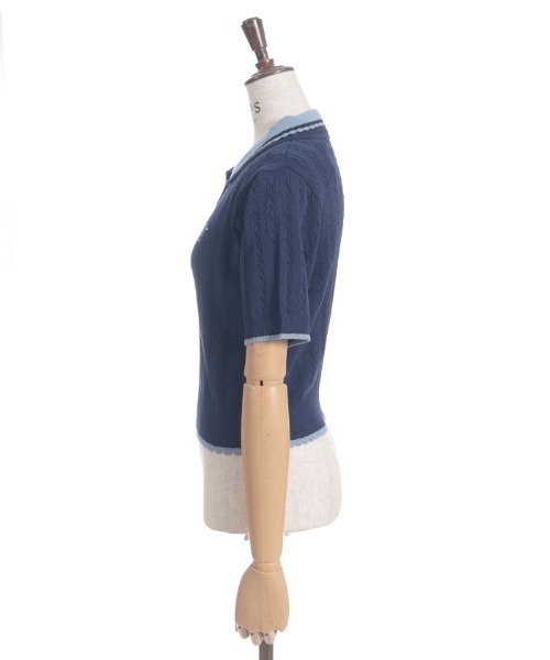 axes femme(アクシーズファム)の「刺繍入り配色襟ニットポロ(ニット/セーター・レディース・ネイビー/グレー/ピンク・FREE)」の16枚目の写真