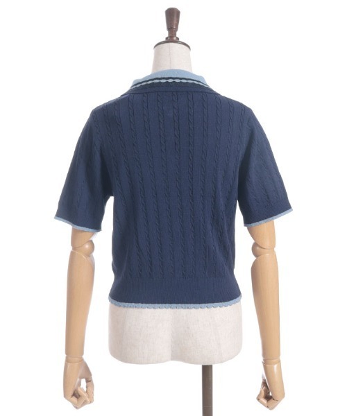 axes femme(アクシーズファム)の「刺繍入り配色襟ニットポロ(ニット/セーター・レディース・ネイビー/グレー/ピンク・FREE)」の17枚目の写真