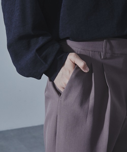 SLICK(スリック)の「【SLICK/スリック】Tech Twill Two Tuck Slacks/テックツイルツータックワイドスラックス / クラシック/セットアップ(スラックス・メンズ・ブラック/ブラウン/スミクロ・1/2/3)」の10枚目の写真