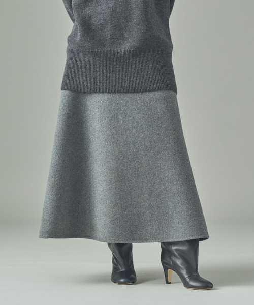 Curensology（カレンソロジー）の「Curensology(カレンソロジー)/ウールボンディングスカート（スカート・レディース・ベージュ/ブラック/グレー・36/38）」の7枚目の写真