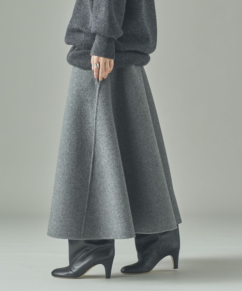 Curensology（カレンソロジー）の「Curensology(カレンソロジー)/ウールボンディングスカート（スカート・レディース・ベージュ/ブラック/グレー・36/38）」の8枚目の写真