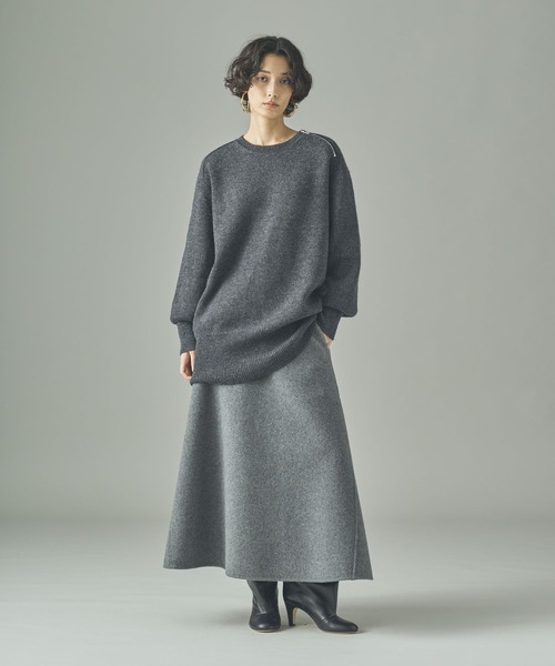 Curensology（カレンソロジー）の「Curensology(カレンソロジー)/ウールボンディングスカート（スカート・レディース・ベージュ/ブラック/グレー・36/38）」の10枚目の写真