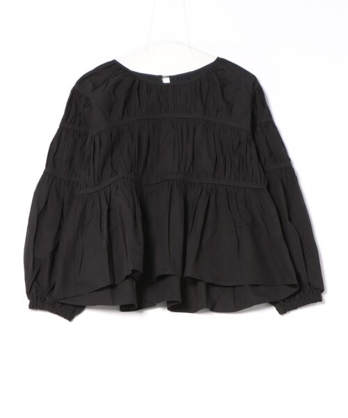 W:Huku(フーク)の「タイプライター 切り替え シャーリング トップス /Cotton Typewriter Shirring Flare Top(シャツ/ブラウス・レディース・オフホワイト/グレー/ブラック・FREE)」の21枚目の写真