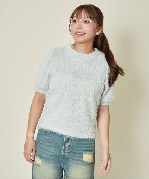 GORGE(ゴージ)の「【ふわもこ映え】シャギー半袖トップス/シンプルなのに盛れる(Tシャツ/カットソー・レディース・グレイッシュベージュ/オフホワイト/ブラウン・F)」の8枚目の写真