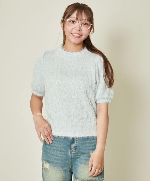 GORGE(ゴージ)の「【ふわもこ映え】シャギー半袖トップス/シンプルなのに盛れる(Tシャツ/カットソー・レディース・グレイッシュベージュ/オフホワイト/ブラウン・F)」の9枚目の写真
