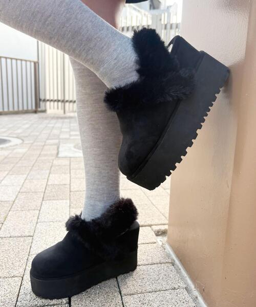 ESPERANZA（エスペランサ）の「SNSで話題！厚底2WAYフェイクムートンサボ（ブーツ・レディース・キャメル/ブラック系/アイボリー系2・S/M/L/LL）」の7枚目の写真