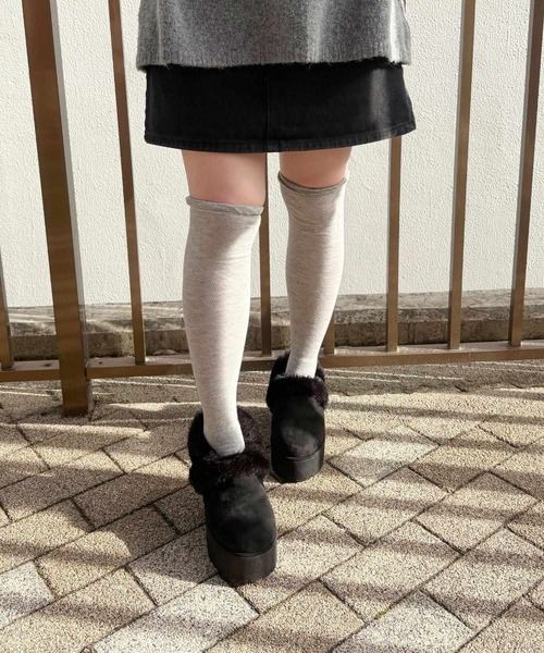 ESPERANZA（エスペランサ）の「SNSで話題！厚底2WAYフェイクムートンサボ（ブーツ・レディース・キャメル/ブラック系/アイボリー系2・S/M/L/LL）」の8枚目の写真