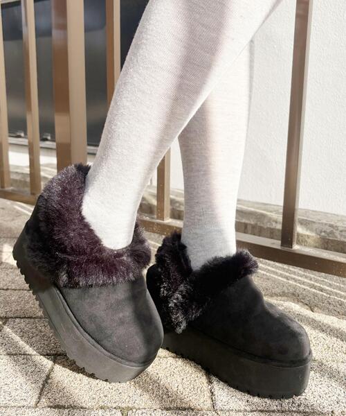 ESPERANZA（エスペランサ）の「SNSで話題！厚底2WAYフェイクムートンサボ（ブーツ・レディース・キャメル/ブラック系/アイボリー系2・S/M/L/LL）」の9枚目の写真