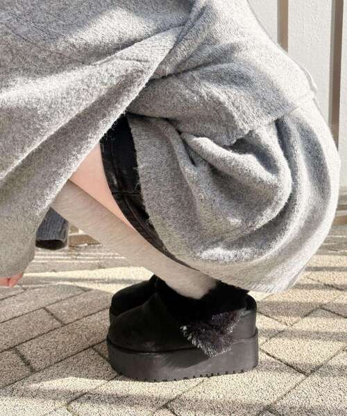 ESPERANZA（エスペランサ）の「SNSで話題！厚底2WAYフェイクムートンサボ（ブーツ・レディース・キャメル/ブラック系/アイボリー系2・S/M/L/LL）」の11枚目の写真