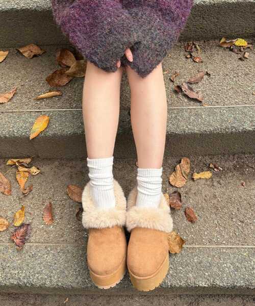 ESPERANZA（エスペランサ）の「SNSで話題！厚底2WAYフェイクムートンサボ（ブーツ・レディース・キャメル/ブラック系/アイボリー系2・S/M/L/LL）」の9枚目の写真