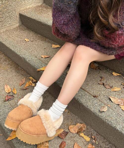 セール】SNSで話題！厚底2WAYフェイクムートンサボ（ブーツ