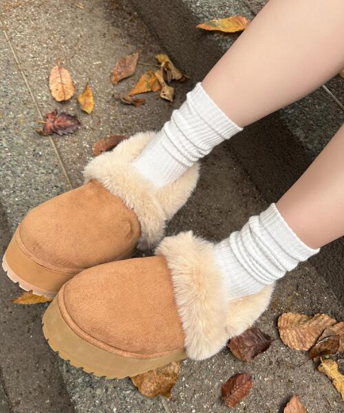 セール】SNSで話題！厚底2WAYフェイクムートンサボ（ブーツ